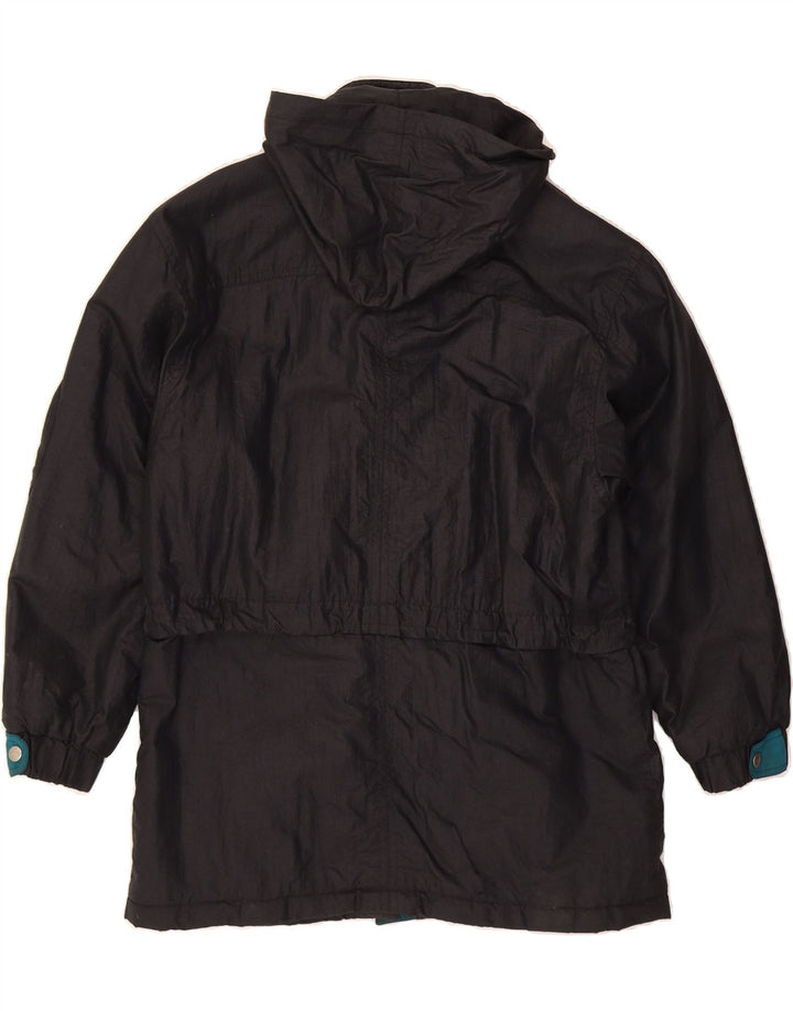 YESSICA Womens Hooded Windbreaker Coat UK 14 Medium Black Nylon Vintage Yessica and Second-Hand Yessica from Messina Hembry 