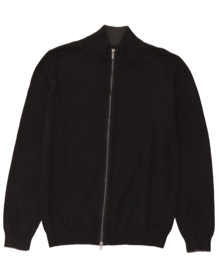 Pulover cardigan cu fermoar complet Massimo Dutti pentru bărbați, bumbac negru mare