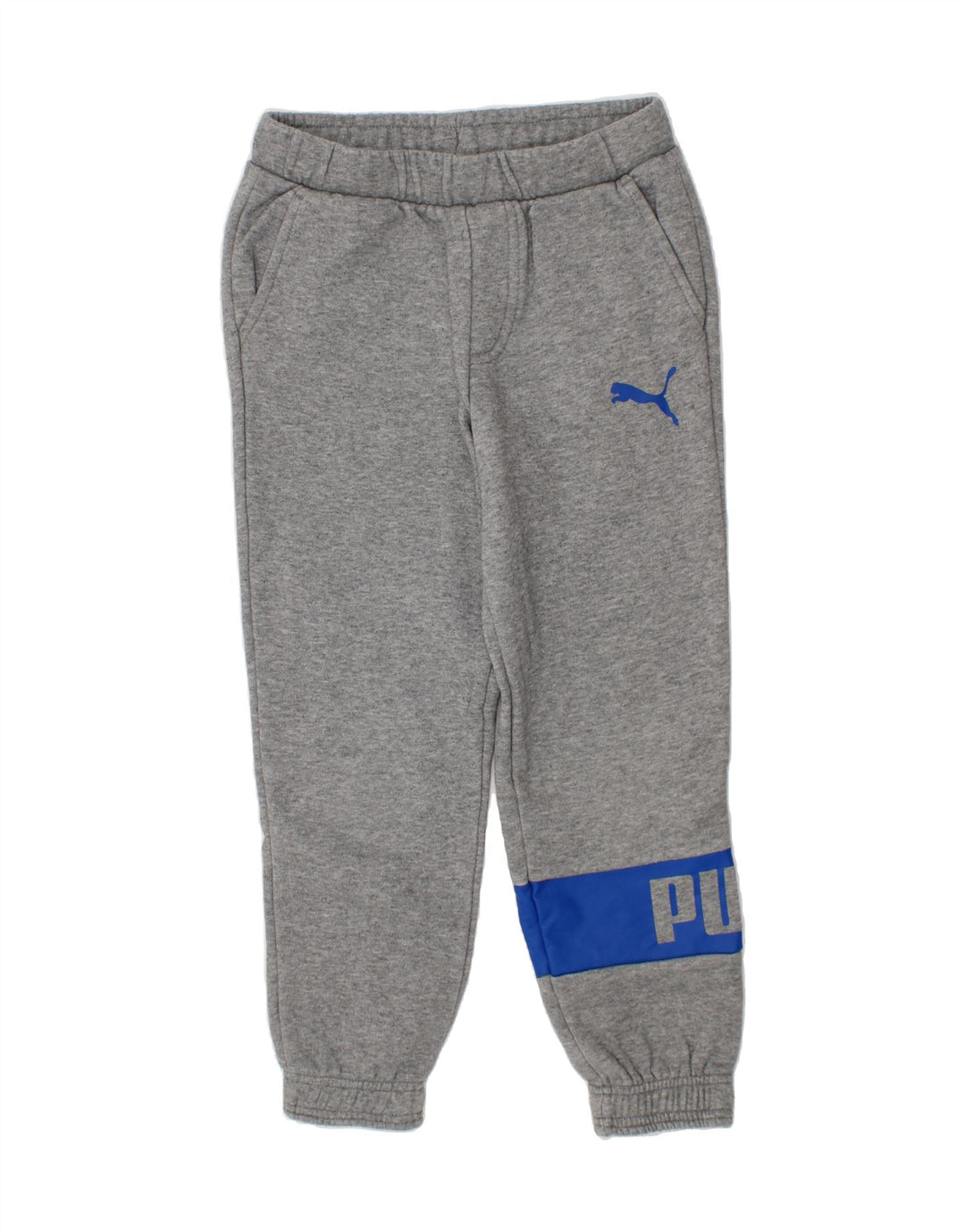 PUMA Boys Graphic Tracksuit Trousers Joggers 7-8 Years Small Grey Vintage Puma and Second-Hand Puma from Messina Hembry 