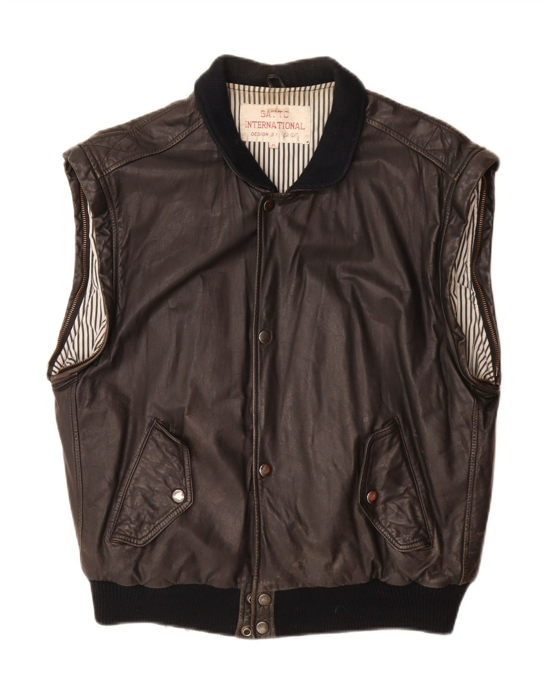 Gilet din piele pentru bărbați Gatto UK 38 Medium Black