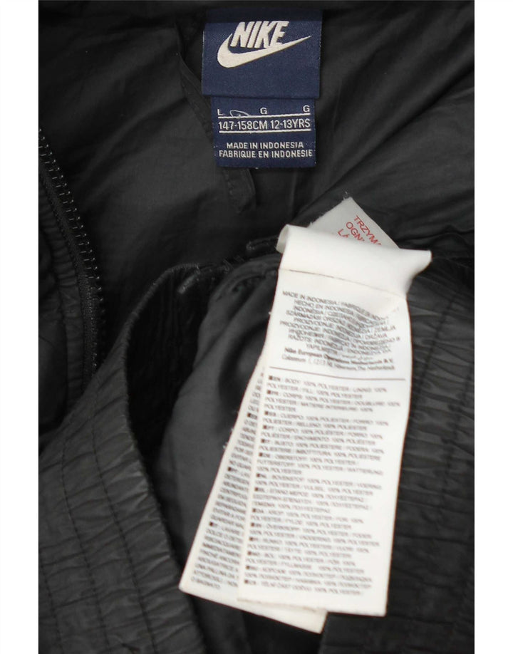 Jachetă căptușită cu glugă Nike pentru băieți 12-13 ani, mare, poliester negru