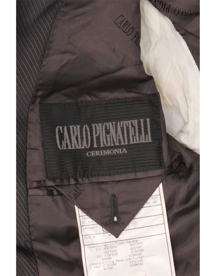 Carlo Pignatelli Jachetă blazer pentru bărbați cu 4 nasturi IT 50, mare, neagră, cu dungi