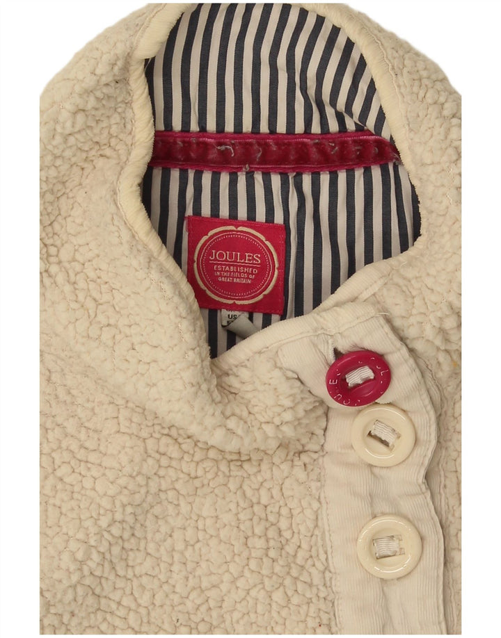 Pulover pentru femei Joules, cu gât cu nasturi, fleece UK 12, mediu alb