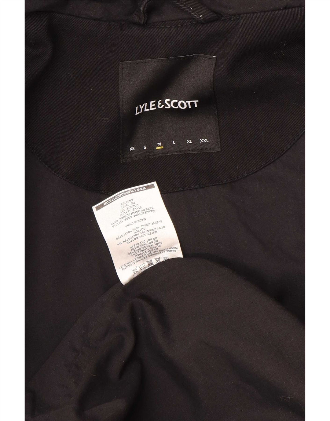 Jachetă bomber cu glugă Lyle & Scott pentru bărbați UK 38, bumbac mediu negru