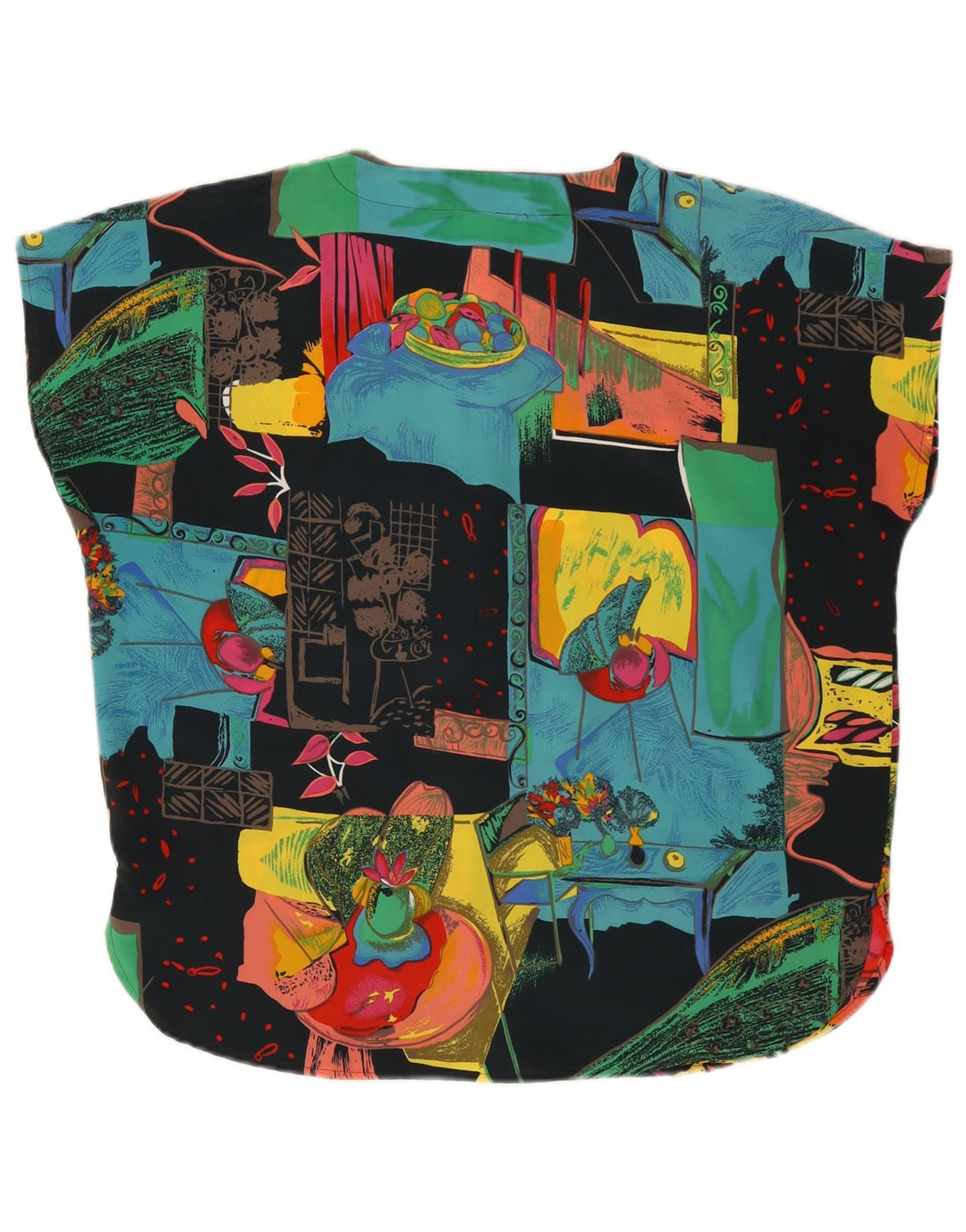 NOU FAST Top bluză cu model abstract pentru femei EU 42 Poliester negru mare