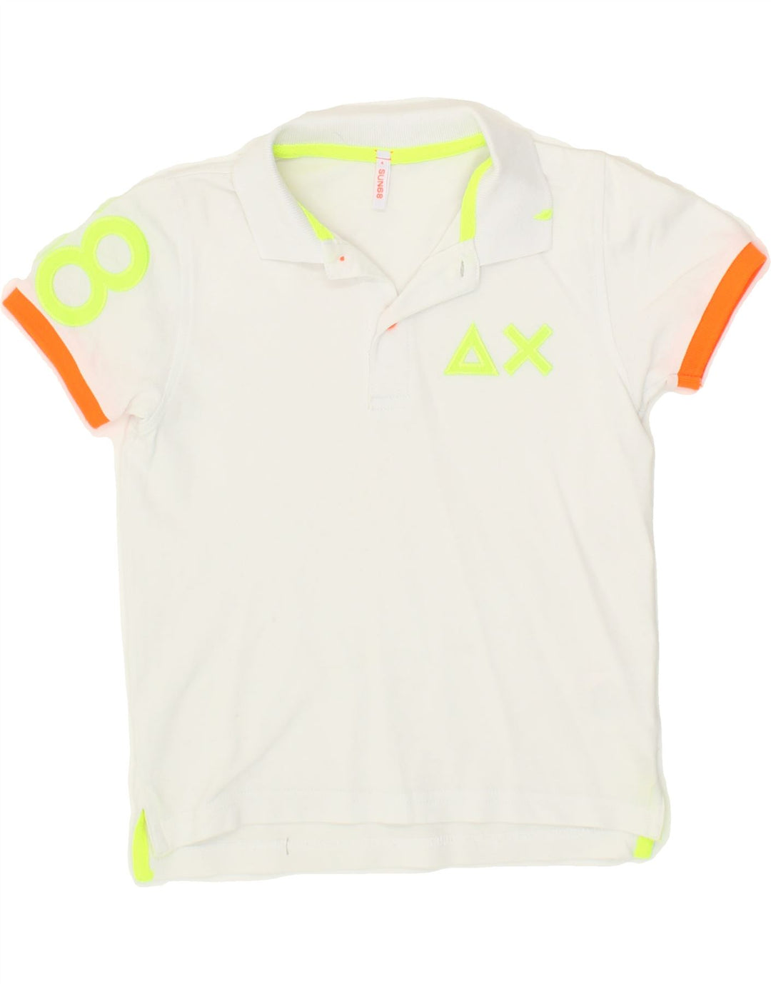 SUN68 Boys Graphic Polo Shirt 3-4 Years White Cotton Vintage Sun68 and Second-Hand Sun68 from Messina Hembry 