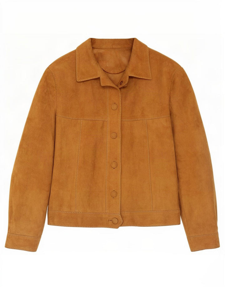 Jachetă de piele de piele vintage pentru femei UK 14 maro mediu