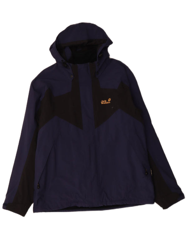 JACK WOLFSKIN Jachetă de vânt cu glugă pentru bărbați UK 44 2XL Albastru Colorblock