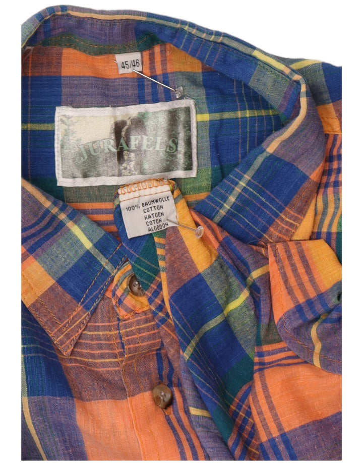 Cămașă Vintage pentru bărbați cu ajustare normală Mărimea 45/46 2XL Bumbac cu carouri multicolore