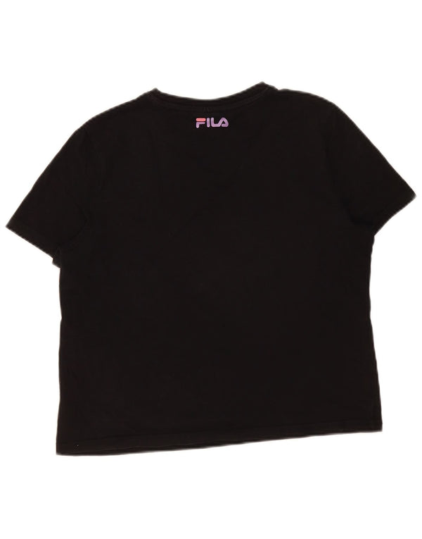 Tricou Crop Graphic Fila pentru femei Top UK 12 Medium Black Bumbac