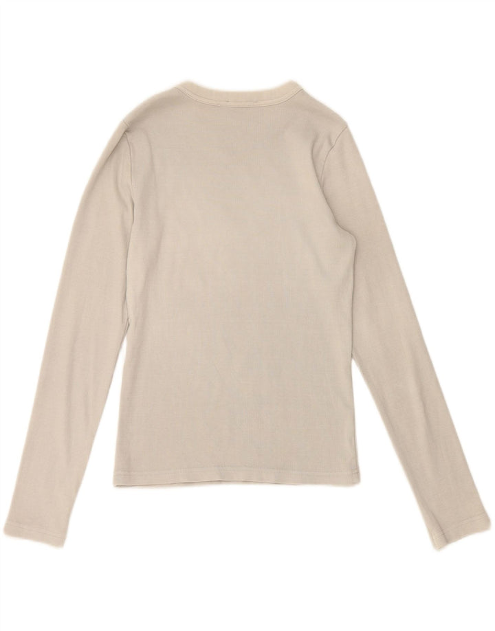 ZARA Womens Top Long Sleeve UK 14 Large Grey Cotton Vintage Zara and Second-Hand Zara from Messina Hembry 