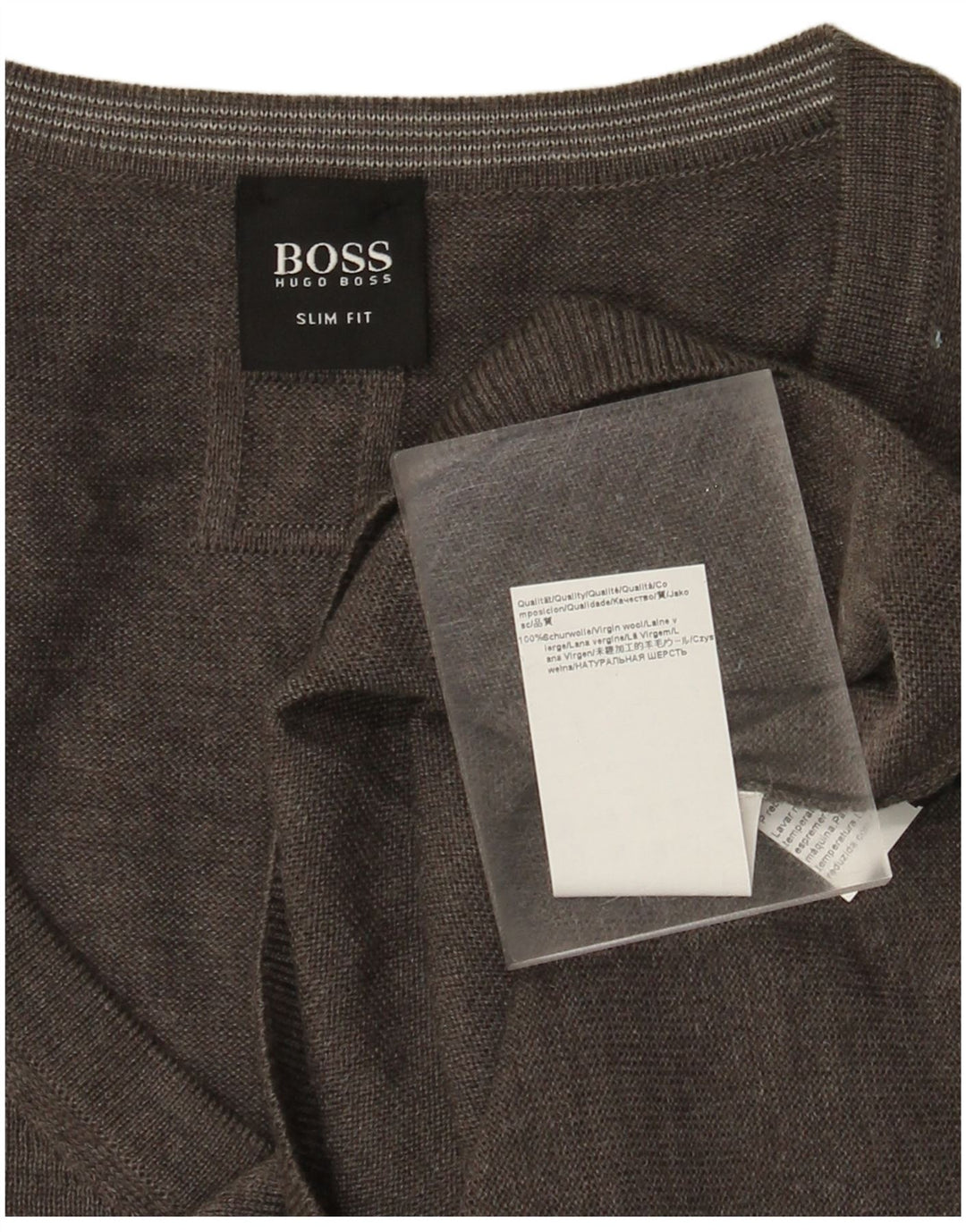 Pulover cu decolteu în V HUGO BOSS pentru bărbați, lână gri 3XL