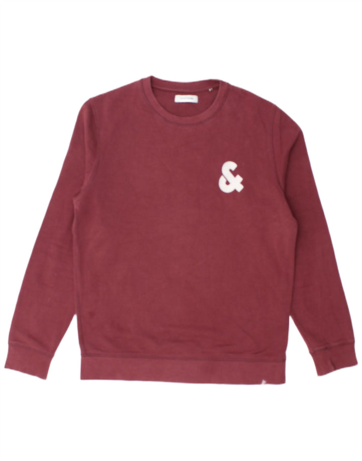 JACK & JONES Hanorac grafic pentru bărbați Pulover mediu din bumbac burgundă