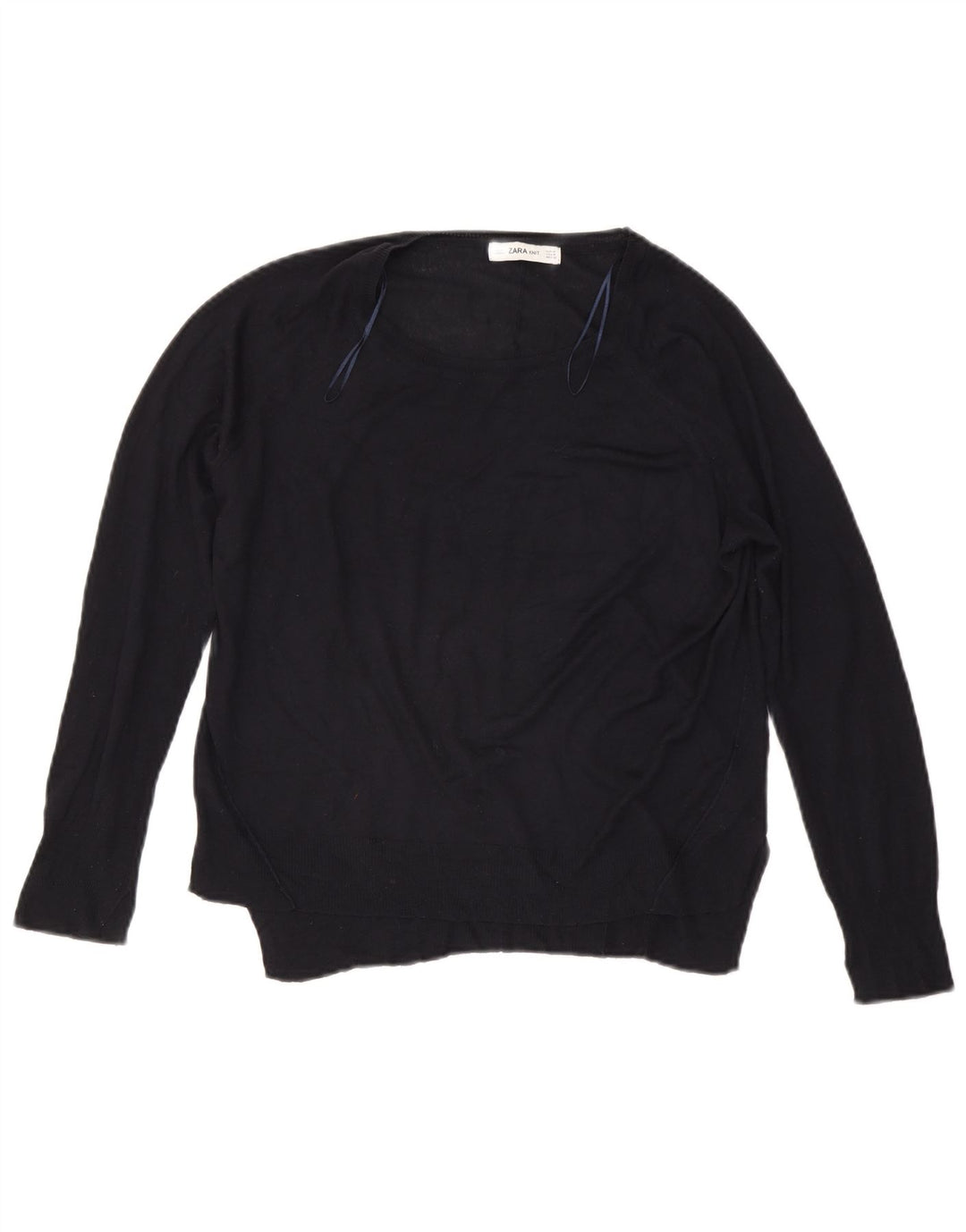 Pulover pentru femei Zara cu gât de barcă UK 14 Medium Bleumarin