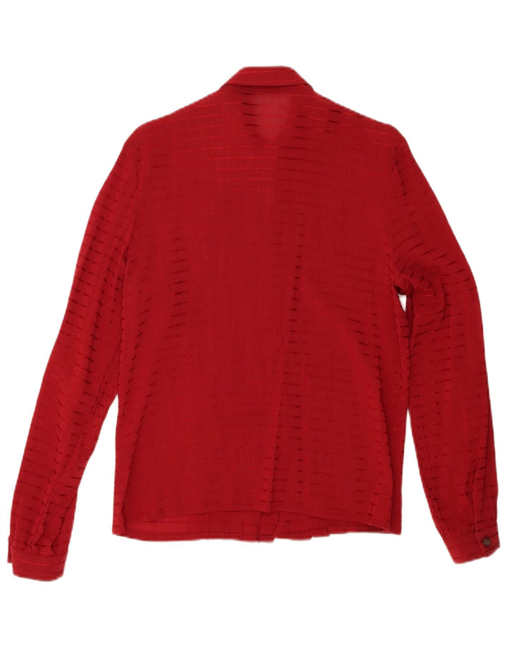 VINTAGE Womens Shirt Blouse IT 48 XL Red Striped