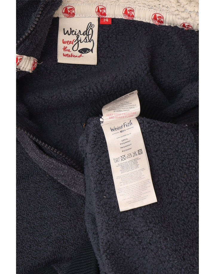 Weird Fish Pulover cu glugă cu fermoar pentru femei UK 14 Poliester mare bleumarin