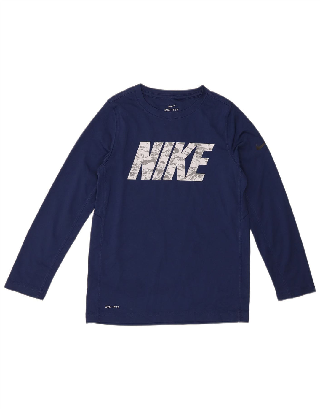 Tricou Nike Dri Fit Graphic Top cu mânecă lungă pentru băieți 10-11 ani, mediu bleumarin