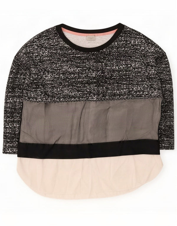 Marella Top pentru femei cu mâneci 3/4 UK 18 XL Black Colorblock