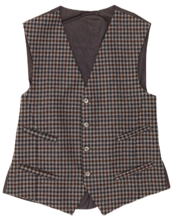 Vestă Vintage pentru bărbați IT 48 Lână Gingham Gri Mediu