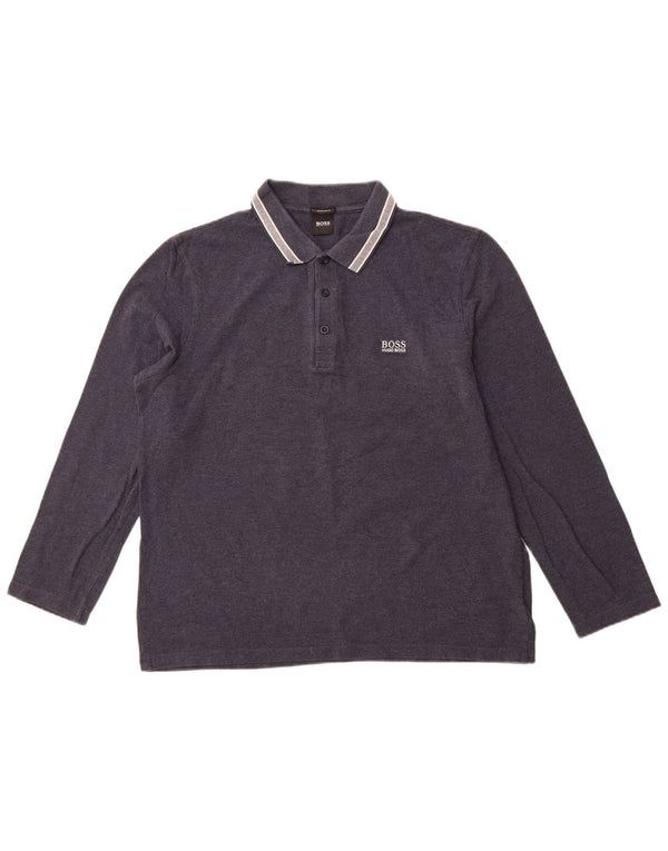 Cămașă polo cu mânecă lungă pentru bărbați HUGO BOSS, XL, bleumarin, bumbac