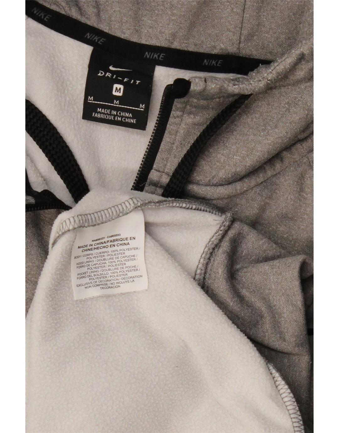 Pulover NIKE pentru bărbați Dri Fit, cu fermoar, poliester, gri mediu