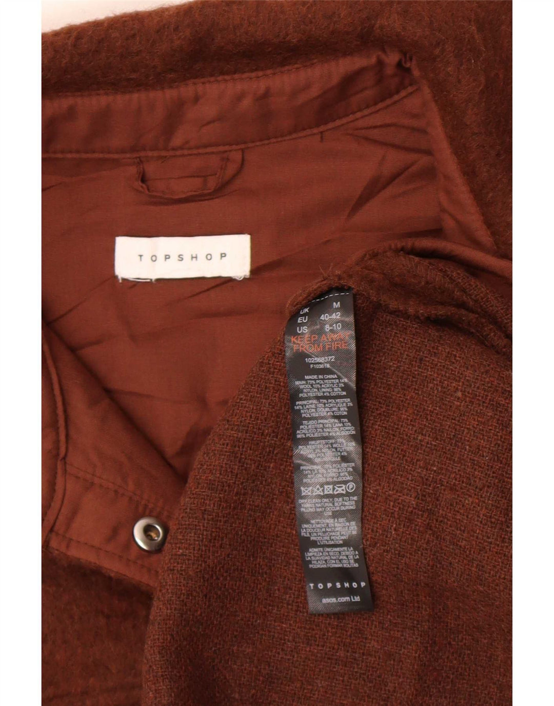 Cămașă de flanel pentru femei Topshop UK 14 Poliester maro mediu