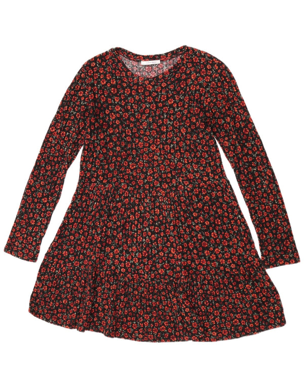 Rochie A-Line cu mânecă lungă pentru femei Zara UK 12 Medium Black Floral