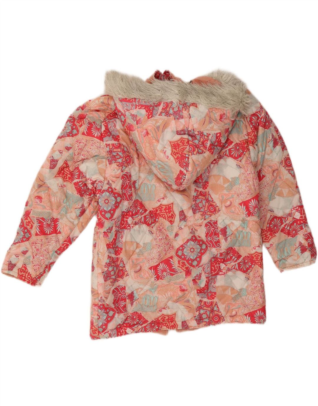 Jachetă căptușită cu glugă vintage pentru femei EU 40 Medium Multicolor Floral