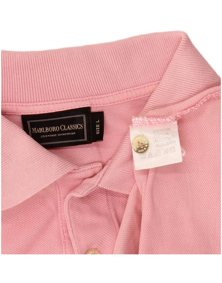 MARLBORO CLASSICS Tricou polo pentru bărbați din bumbac roz mare