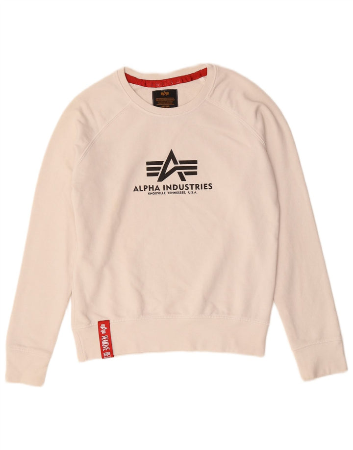ALPHA INDUSTRIES Pulover grafic pentru bărbați XS alb