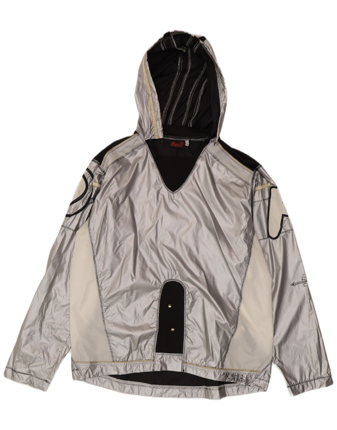 Jachetă de ploaie cu pulover grafic vintage pentru bărbați UK 38 Medium Silver Colorblock