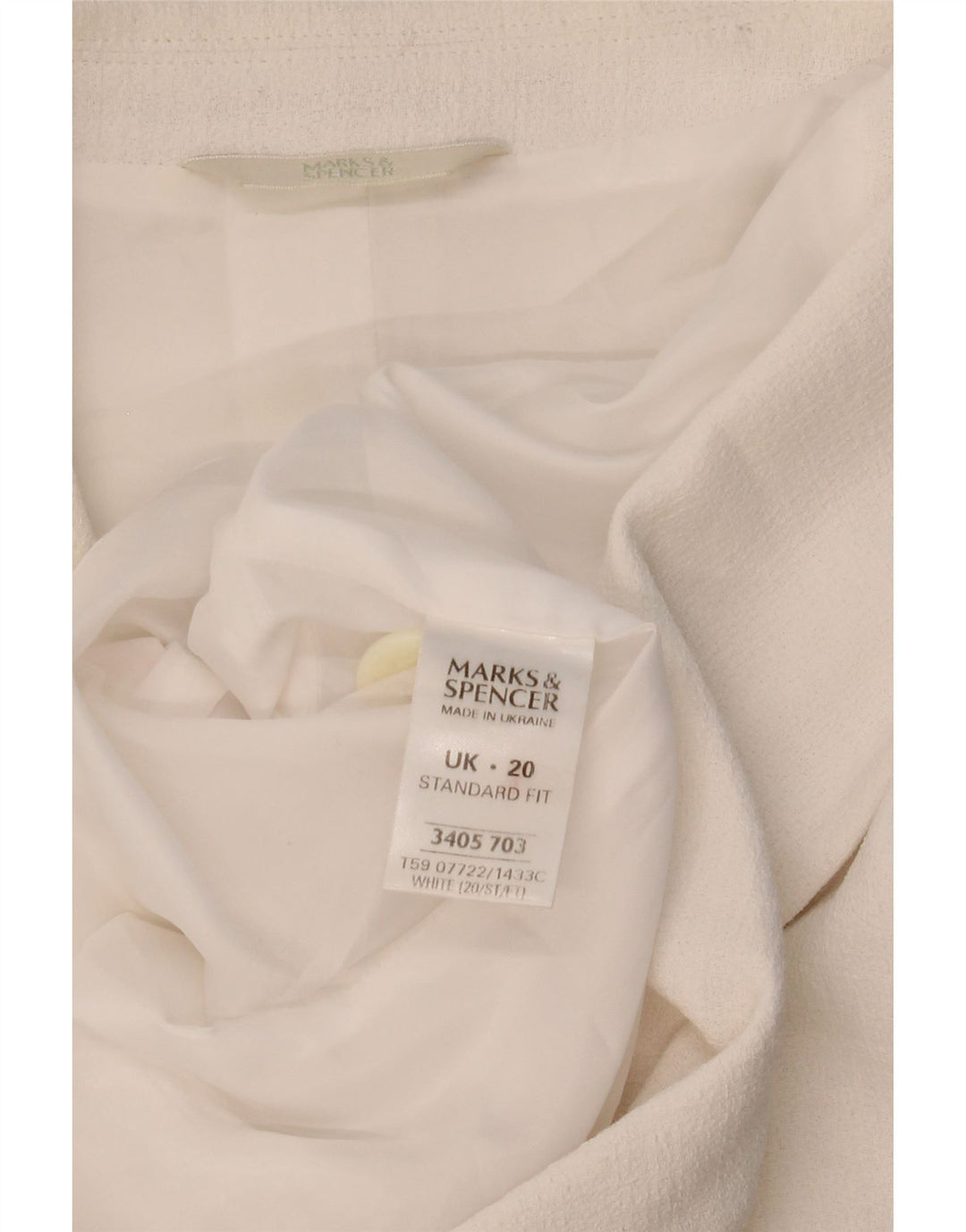 Jachetă pentru femei Marks & Spencer, cu mânecă scurtă, cu 2 nasturi, UK 20 2XL Alb