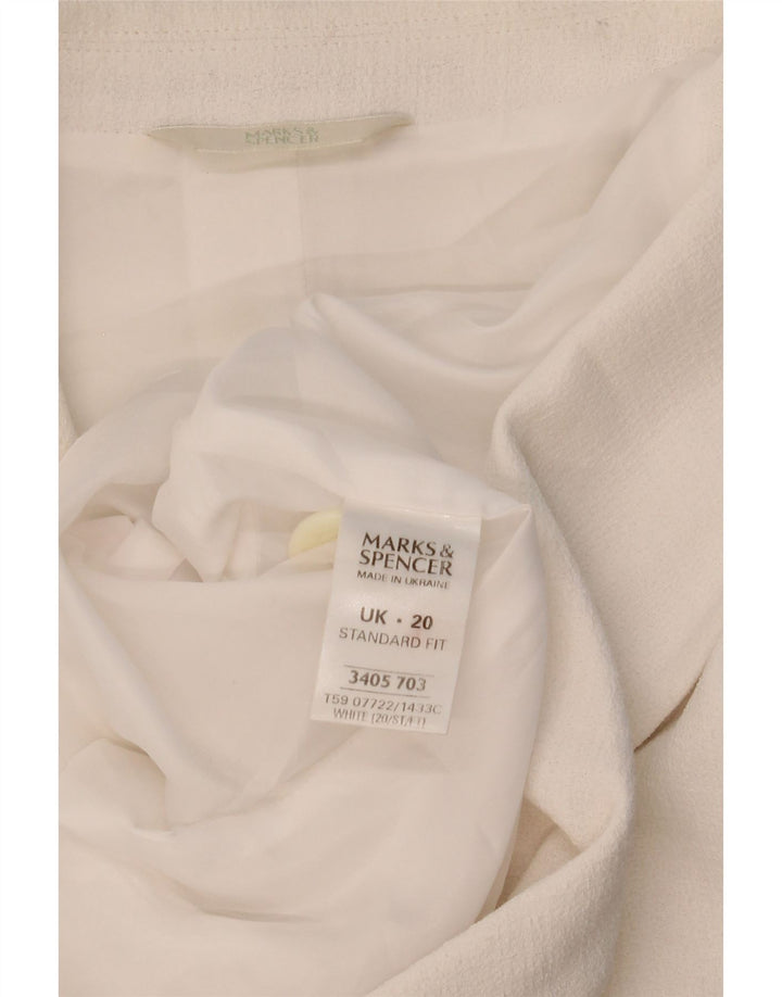 Jachetă pentru femei Marks & Spencer, cu mânecă scurtă, cu 2 nasturi, UK 20 2XL Alb