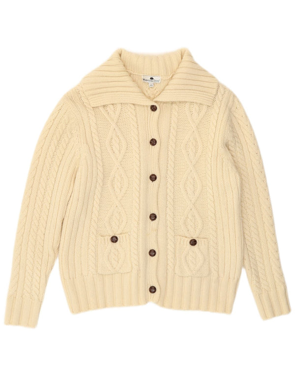 Pulover Cardigan Vintage pentru Damă IT 44 Medium Lână Alb Cadă