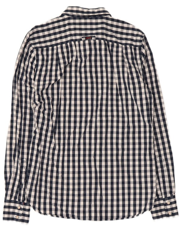 Superdry Mens Loose Fit Shirt Medium Navy Blue Gingham Cotton