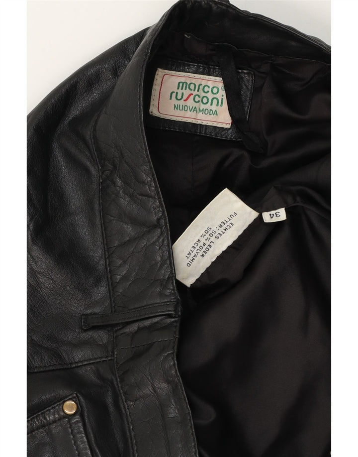 Pantaloni drepți din piele vintage pentru bărbați W34 L30 din piele neagră