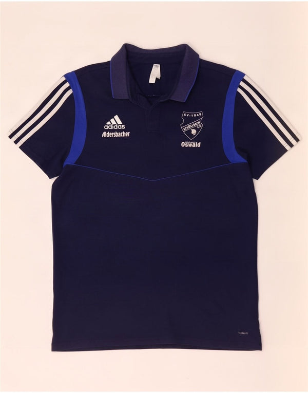 Tricou polo Adidas Climalite pentru bărbați, mare, albastru, bumbac color bloc