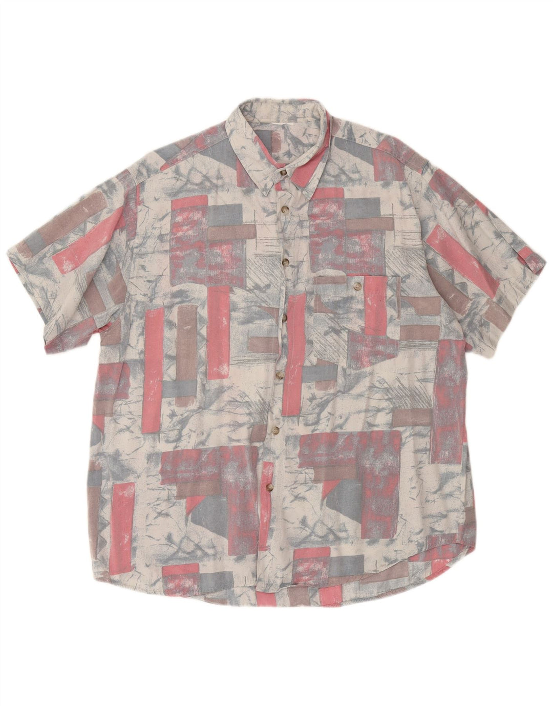 Cămașă cu mânecă scurtă pentru bărbați vintage cu model abstract, XL, gri