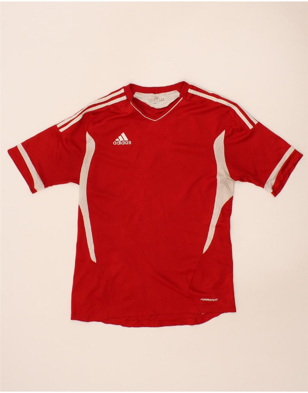 ADIDAS Mens Graphic T-Shirt Top Medium Red Colourblock Polyester Vintage Adidas and Second-Hand Adidas from Messina Hembry 