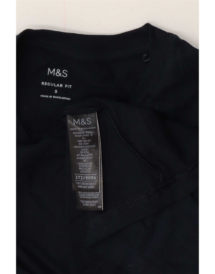 Marks & Spencer pentru bărbați, top cu mânecă lungă, cu formă obișnuită, din bumbac, albastru bleumarin