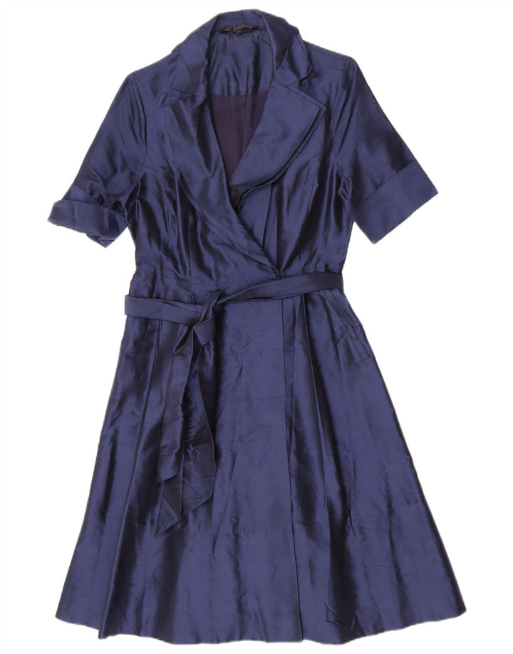 Coast Womens Wrap Dress UK 12 Medium Bleumarin Mătase