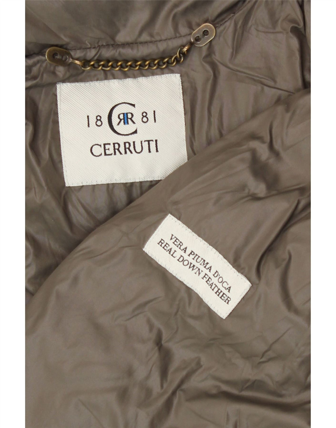 Jachetă căptușită cu glugă Cerruti 1881 pentru femei UK 14 Medium Khaki Poliamidă