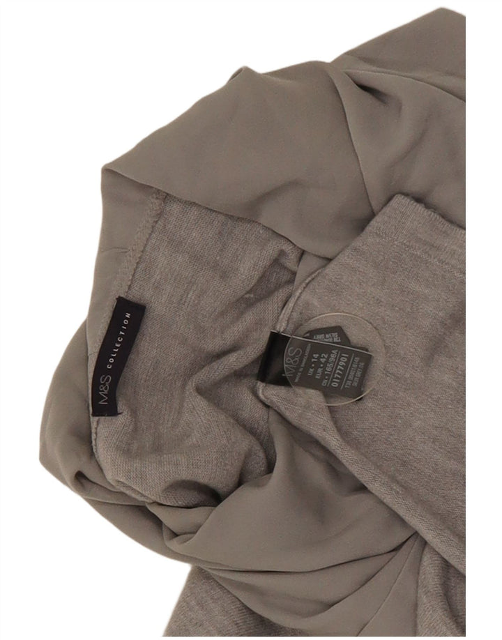 Marks & Spencer Top pentru femei cu mânecă lungă UK 14 Medium Gri pete acrilic