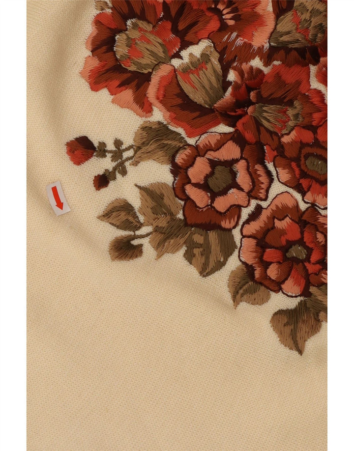 PANCALDI & B Pulover pentru femei cu decolteu rotund UK 16, mare, alb, cu flori