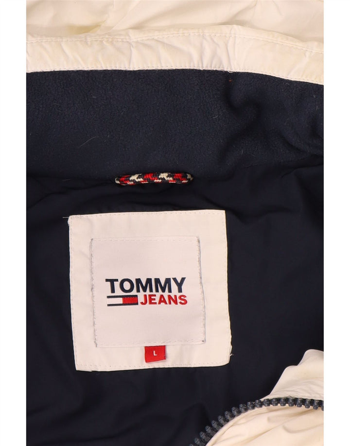 Jachetă căptușită cu grafică pentru bărbați Tommy Hilfiger UK 40, mare, alb, bloc de culoare