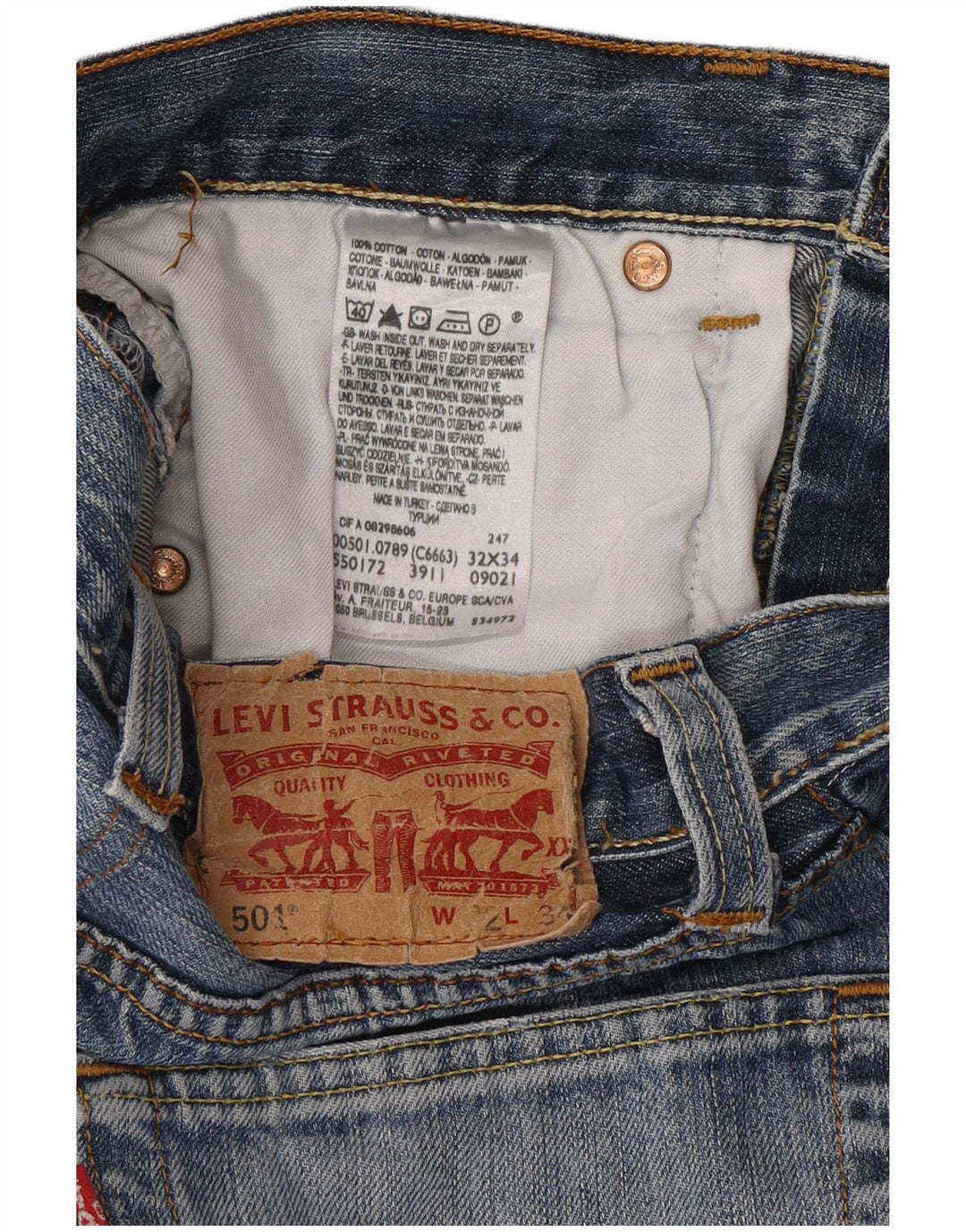 Pantaloni scurți Levi's 501 Denim W32 Large Blue Bumbac