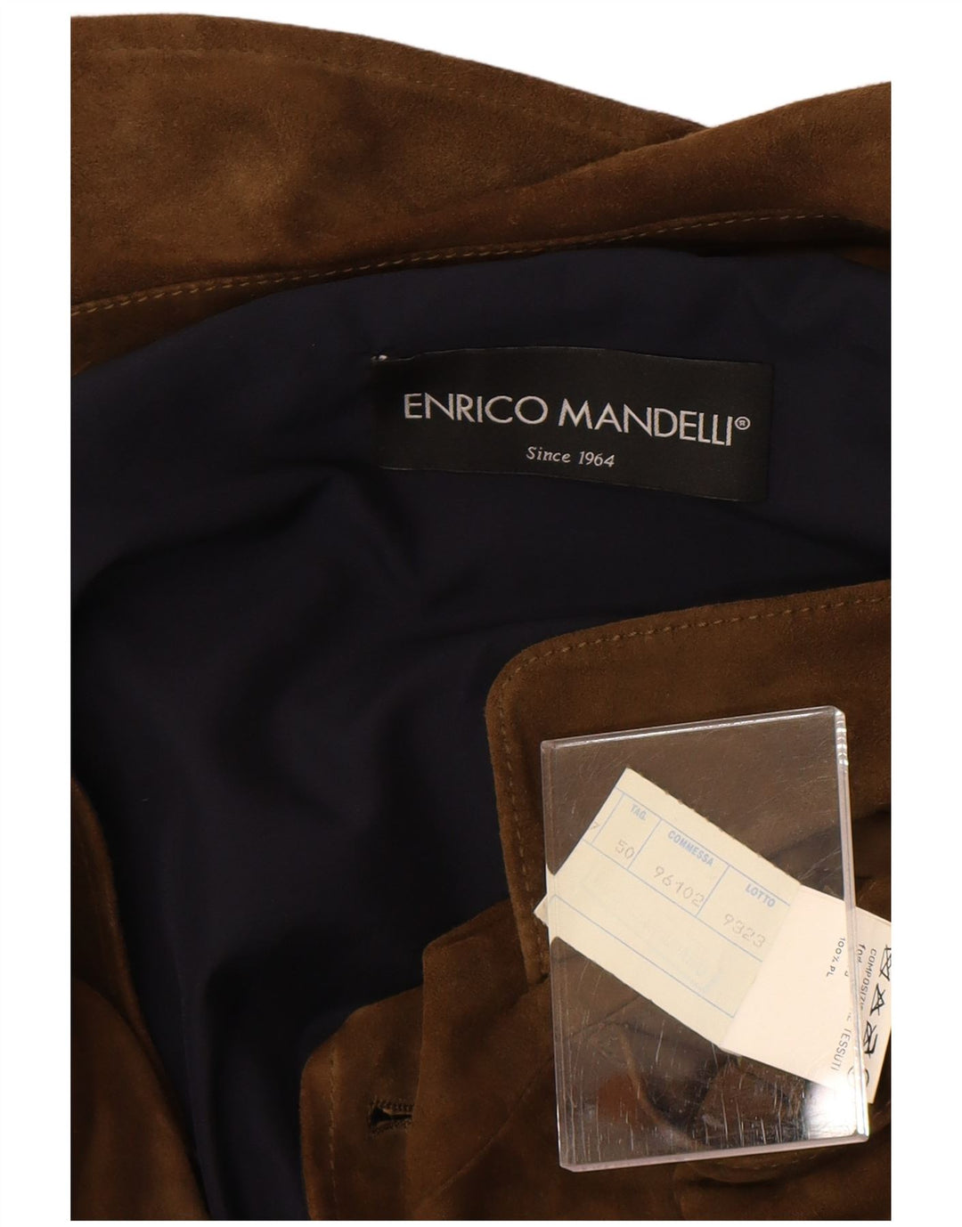Enrico Mandelli Bomber de piele intoarsa pentru barbati IT 50 Large Khaki Leather Classic