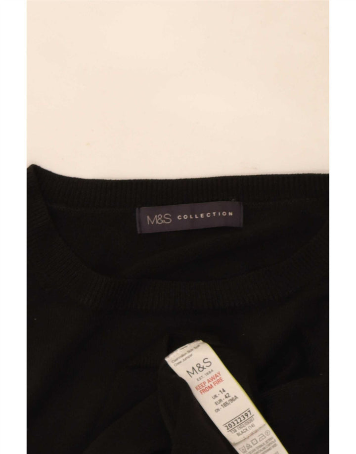 Pulover pentru femei Marks & Spencer cu decolteu triplu UK 14 Medium Negru Acrilic