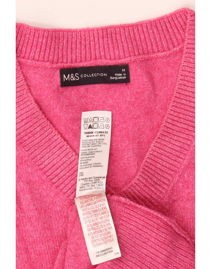 Pulover pentru femei Marks & Spencer cu decolteu în V UK 14 Poliester roz mediu