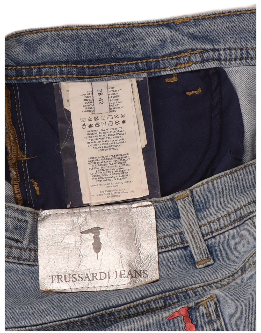 Blugi drepti TRUSSARDI pentru femei W28 L30 poliester albastru